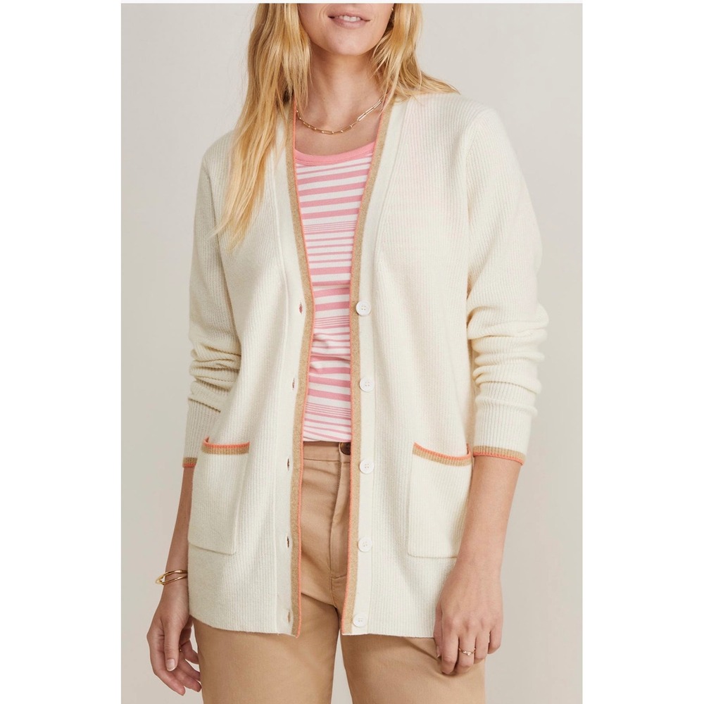 Vineyard Vines Varsity Tipped V-Neck 100% Cashmere Cardigan M NWT